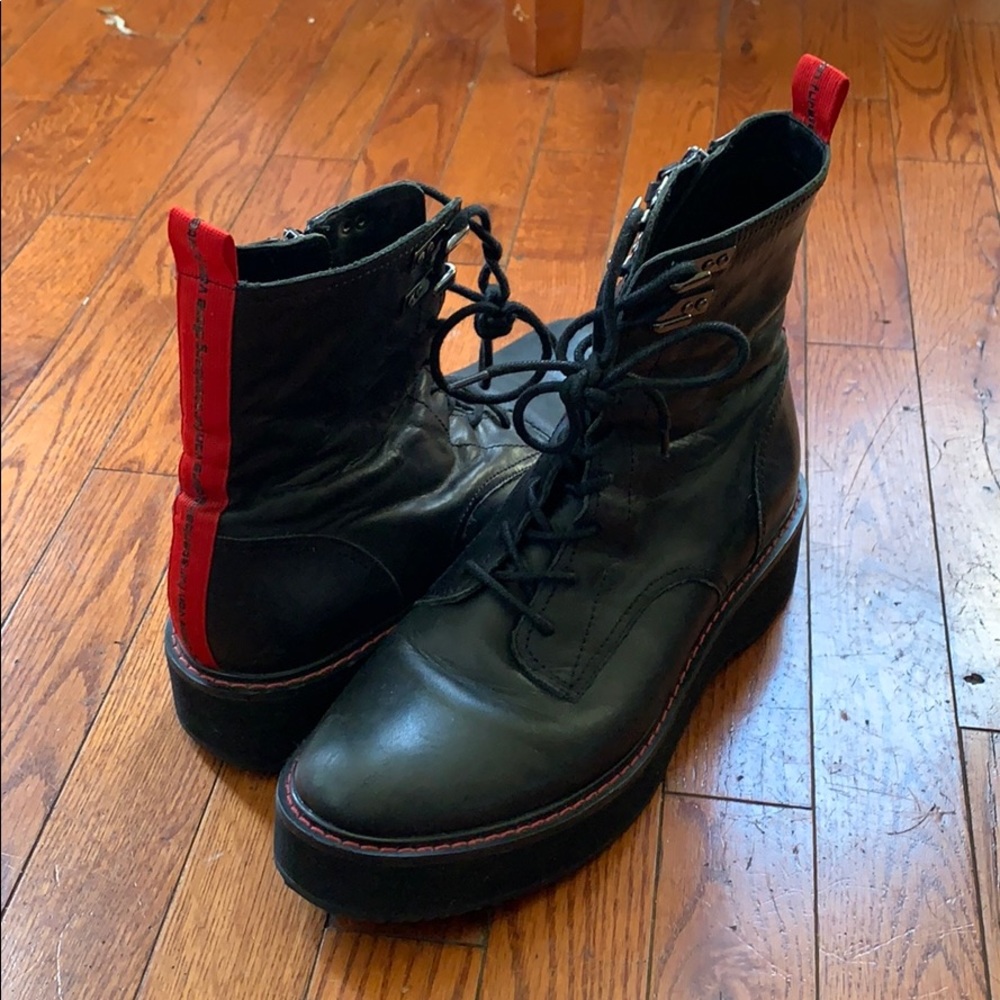 Diane Von Furstenberg In Charge Black Combat Boots